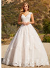 Ivory Lace Sparkle Tulle Wedding Dress With Champagne Lining